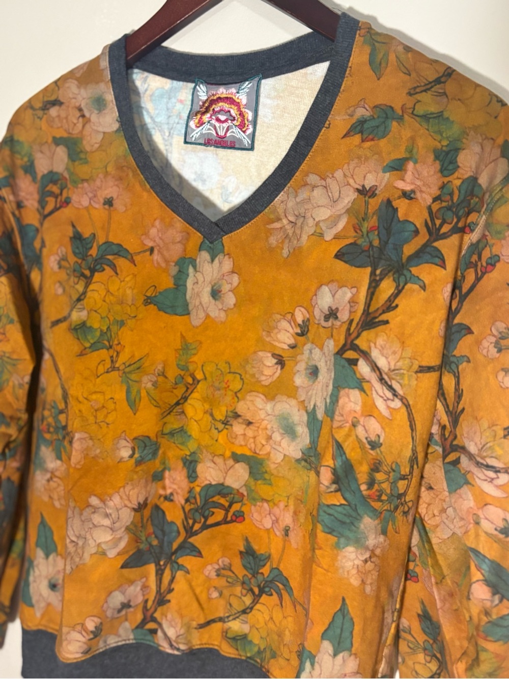 Johnny Was Burnt Orange Floral V-Neck Sweater rare sze small - Picture 4 of 10